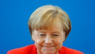 German Chancellor Angela Merkel reacts as she attends the board meeting of Germany's Christian Democratic Union (CDU) in Berlin, Germany, June 18 2018. REUTERS/Hannibal Hanschke 