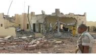 A still image taken from a video shot on June 29, 2018, shows the damage inside African military taskforce, G5 sahel headquarters, in the town of Sevare, Mali. Le Sahelien/Handout via Reuters TV
