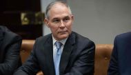 (FILES) In this file photo taken on May 11, 2018 Environmental Protection Agency (EPA) Administrator Scott Pruitt attends a meeting between US President Donald Trump and carmakers in the Roosevelt Room at the White House in Washington, DC. AFP / NICHOLAS 