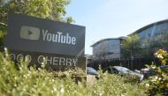 In this file photo taken on April 3, 2018, a YouTube sign is seen at its corporate headquarters in San Bruno, California.  AFP / Josh Edelson