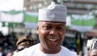 In this file photo taken on May 29, 2015 Senator Bukola Saraki, reacts in Abuja. AFP / Pius Utomi Ekpei 