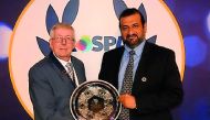Ras Girtas Power Company, Chief Executive Officer  Abdul Majeed Al Reyahi (right) receiving the RoSPA Electricity Industry Sector Award during a ceremony held in the UK.