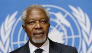 File photo of UN-Arab League mediator Kofi Annan addresses a news conference at the United Nations in Geneva August 2, 2012. REUTERS/Denis Balibouse /File Photo