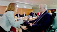 German Justice Minister Katarina Barley and German Interior Minister Horst Seehofer talk prior to the beginning of the weekly cabinet meeting at the Chancellery in Berlin on September 5, 2018. / AFP / John MACDOUGALL