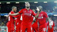  Liverpool's Daniel Sturridge celebrates scoring their first goal. Reuters/Phil Noble