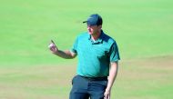 Sepp Straka of Austria celebrates his birdie on the 18th green during the third round of the Web.com Tour Championship held at Atlantic Beach Country Club on September 22, 2018 in Atlantic Beach, Florida. Michael Cohen/Getty Images/AFP