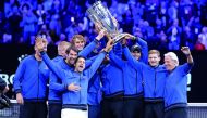  Team Europe pose with the trophy after winning the Laver Cup against Team World at the United Center in Chicago, United States, on 23 September 2018. (Bilgin S. ?a?maz/Anadolu Agency) 