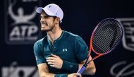 Andy Murray of Britain reacts during his men's singles match against Fernando Verdasco of Spain at the ATP Shenzhen Open tennis tournament in Shenzhen, in south China's Guangdong province on September 28, 2018. China OUT / AFP / 