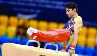 Qatar’s Ahmed Al Dayani in action at FIG Artistic Gymnastics World Cup Series at Aspire Dome in this file picture.