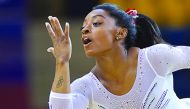 Simone Biles of the US  competing during the FIG Artistic Gymnastics World Championships, in Doha in this file picture.