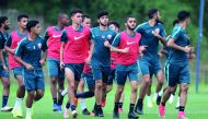 Qatari under-19 players in action during a practice session in Bogor, Indonesia yesterday, ahead of their AFC U-19 semi-final match against South Korea which will be played today.
