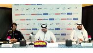 Mohammed Mubarak Al Kuwari, Chairman of the Organising Committee, AZF (centre), Mohammed Salem Al Kuwari, General Coordinator of the Organising Committee, QVA (right) and Nasser Ahmed Al Meer, captain, Qatar national team during a press conference at Torc