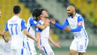 The players of Al Khor celebrate after scoring a goal in this file picture.