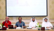 From Left: Roberto Reggiani. beach volleyball technical expert at Qatar Volleyball Association (QVA), Srinivasan, Technical Supervisor, Abdul Salem Al  Kuwari QVA official and Ahmed Hussain, referee delegate during the technical meeting of the Asian Volle