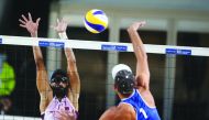 Action from a match during the opening day of the Asian Volleyball Confederation (AVC) Aspire Beach Volleyball Qatar Master 2018 held at Aspire Park yesterday. 