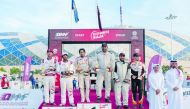 The podium winners in Round 4 of the Qatar Manateq Baja yesterday.