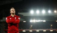 Liverpool's Xherdan Shaqiri celebrates scoring their second goal, December 16, 2018. REUTERS/Phil Noble