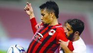 Al Rayyan’s Lucca Borges Brito (left) vies for the ball with an Al Sailiyah player during their QSL Cup Group B match yesterday.