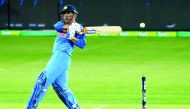 Indian batsman Mahendra Singh Dhoni hits the ball during the second one-day international match against Australia at the Adelaide Oval on Tuesday.