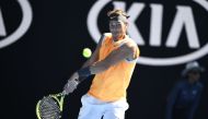 Rafael Nadal of Spain in action against Tomas Berdych (not seen) of Czech Republic during Australian Open 2019 Men's Singles match in Melbourne, Australia on January 20, 2019. (Recep ?akar - Anadolu Agency)
