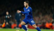Chelsea's Belgian midfielder Eden Hazard runs with the ball during the English Premier League football match between Arsenal and Chelsea at the Emirates Stadium in London on January 19, 2019. AFP / IKIMAGES / Ian KINGTON /