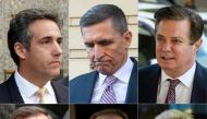 Michael Cohen,  Michael Flynn, Paul Manafort; Bottom L-R-George Papadopoulos, Rick Gates, Roger AFP