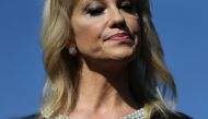 White House counselor Kellyanne Conway speaks to members of the news media after giving an interview to Fox News at the White House in Washington, February 4, 2019. Reuters/Leah Millis