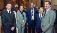 QOC Secretary General Jassim Al Buenain (left) and Director of the QOC Sport Affairs Department Khaleel Al Jabir (right) along with other officials in Bangkok on Saturday.
