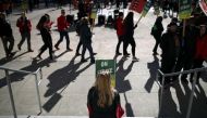 Representational image: Oakland Unified School District students and teachers carry signs as they picket outside of Oakland Technical High School on February 21, 2019 in Oakland (Justin Sullivan/ Getty Images/ AFP)