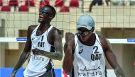 Cherif Younousse (left) and Ahmed Tajin are looking to bag top honours when they compete in the FIVB Beach Volleyball World Tour action at the Four-Star Katara Beach Open title in Doha from tomorrow.