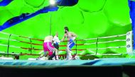 Qatari professional boxer Fahad Thani (right) lands a punch on his Romanian opponent Marius Racaru during their super welterweight clash in Valladolid, Spain, on Friday. 
