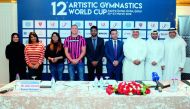 Qatar Gymnastics Federation (QGF) President Ali Ahmed Al Hitmi poses for a photograph with Aspire Academy HR Manager Khaled Al Hamar, BK Sport’s Sayed, Bounce’s Peter Pojovich, Dana Water’s Zaid Jose, Radio Olive and Suno’s director Krishna Kumar after si