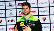 German star Dimitrij Ovtcharov speaks during a press conference held in Doha yesterday. 