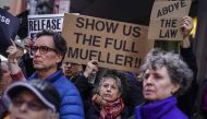 Activists participate in a 'Release the Report' rally in Times Square, April 4, 2019 in New York City. Drew Angerer/Getty Images/AFP mages/AFP 