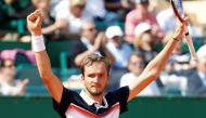 Russia's Daniil Medvedev celebrates after winning his quarter final match against Serbia's Novak Djokovic,  Monte Carlo Masters, Monte-Carlo Country Club, Roquebrune-Cap-Martin, France, April 19, 2019. Reuters/Eric Gaillard