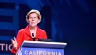 Democratic presidential candidate Elizabeth Warren speaks on stage during the 2019 California Democratic Party State Convention at Moscone Center in San Francisco on June 1, 2019. / AFP / Josh Edelson 