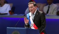 President Laurentino Cortizo addresses the audience after receiving the presidential sash during his inauguration ceremony, in Panama City, Panama July 1, 2019. Reuters/Erick Marciscano