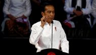 Indonesia's incumbent president Joko Widodo, who was re-elected on April's election gestures as he delivers a speech to highlight his vision for the next five years in Bogor, West Java province, Indonesia, July 14, 2019. Reuters/Willy Kurniawan