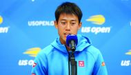  Kei Nishikori of Japan fields questions during a press conference at media day prior to the US Open at USTA Billie Jean King National Tennis Center on August 23, 2019 in New York City. Matthew Stockman/Getty Images/AFP