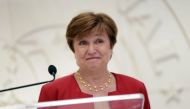 Newly selected International Monetary Fund (IMF) Managing Director Kristalina Georgieva speaks at a press conference at the IMF headquarters on September 25, 2019, in Washington. AFP / Eric Baradat 
 
