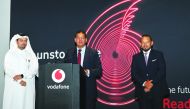 Sheikh Hamad Abdullah Al Thani (left), CEO, Vodafone Qatar; with Diego Camberos, COO, Vodafone Qatar; during the launching of the ‘Unlimited 5G Plans’ at an exclusive event held at the Bin Jelmood House, Msheireb Downtown Doha, yesterday. Pic: Salim Matra