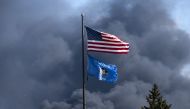 Smoke rises from a fire at the Husky Oil Refinery on April 26, 2018 in Superior Wisconsin. (Stephen Maturen / Getty Images / AFP)