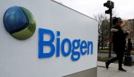 A sign marks a Biogen facility in Cambridge, Massachusetts, U.S. January 26, 2017. Reuters/Brian Snyder