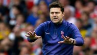 (FILES) In this file photo taken on September 01, 2019 Tottenham Hotspur's Argentinian head coach Mauricio Pochettino gestures on the touchline during the English Premier League football match between Arsenal and Tottenham Hotspur at the Emirates Stadium 