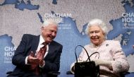 David Attenborough sits next to Britain's Queen Elizabeth during the annual Chatham House award in London, Britain November 20, 2019. Reuters/Simon Dawson