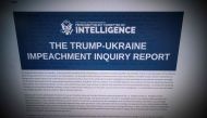 This Computer screen shows a copy of the Permanent Select Committee on Intelligence Report of The Trump-Ukraine Impeachment Inquiry Report on December 3, 2019 in Washington. AFP / Eric Baradat