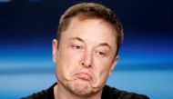 Elon Musk pauses at a press conference following the first launch of a SpaceX Falcon Heavy rocket at the Kennedy Space Center in Cape Canaveral, Florida, February 6, 2018. Reuters/  Joe Skipper