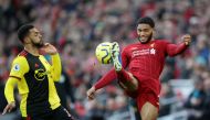 Liverpool's Joe Gomez in action with Watford's Andre Gray Action Images via Reuters/Carl Recine 