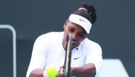 Serena Williams of the US hits a return against Camila Giorgi of Italy during their women's singles first round match during the Auckland Classic tennis tournament in Auckland on January 7, 2020. AFP / Michael Bradley
