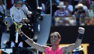 Spain's Rafael Nadal celebrates victory against Bolivia's Hugo Dellien during their men's singles match on day two of the Australian Open tennis tournament in Melbourne on January 21, 2020.  AFP / John DONEGAN / 
